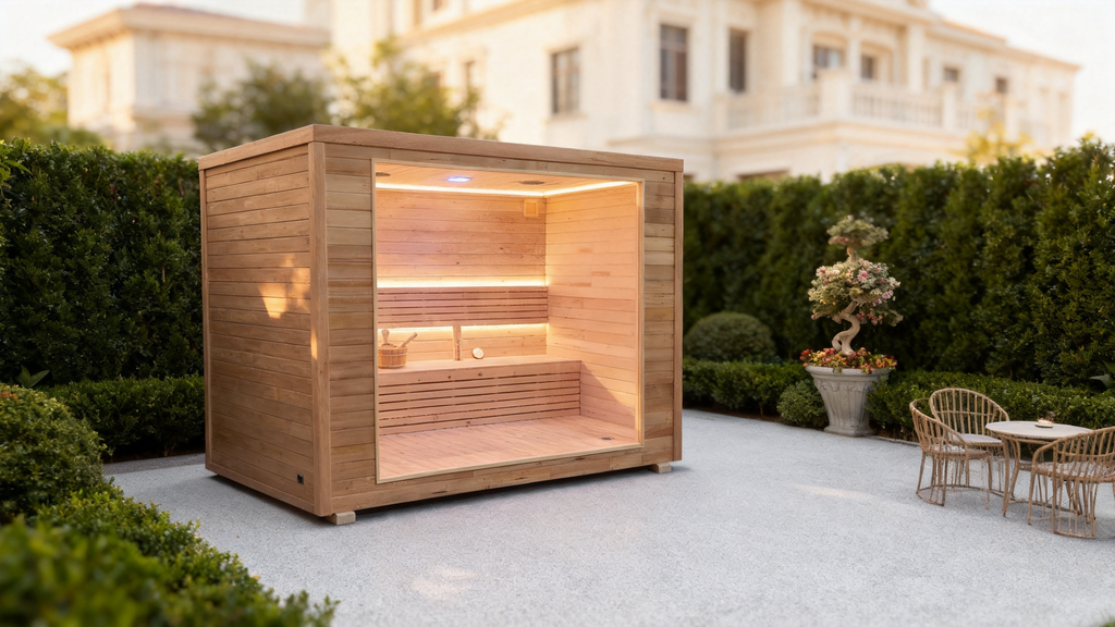 Integrated Rectangular Solid Wood Sauna | Electric Constant Temperature Dry Steam Heating System, Custom Non-Standard Sizes for Home, Villa & Homestay, Indoor & Outdoor Available