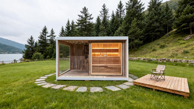 Large Capacity Wooden Sauna With Shower, Electric Dry Steam Heater, Custom Dimensions For Home Commercial Use Hover Image