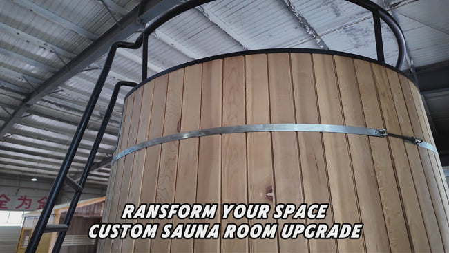 Rooftop Sauna Barrel, suitable for 2 - 4 people. Made of red cedar wood, equipped with an intelligent electric heating and viewing system. The size is 2.1 * 2.4 (units not specified, could be meters etc.). Customization is available. Hover Image