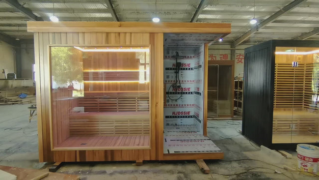 4 - person outdoor dry sauna room (with shower), garden sauna room, electric heater, outdoor sauna and steam room, spa bathtub, spa center Hover Image