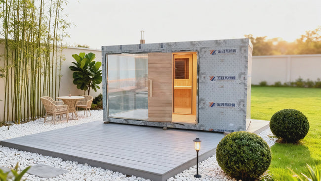 Combined Cube Sauna Multi Rooms With Shower, Electric Dry Steam, Wet Dry Integrated Custom For Villa Outdoor Hover Image