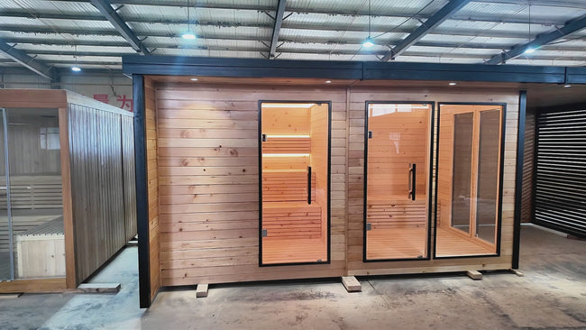 Professional manufacturers produce new - type outdoor saunas. These saunas are made of fir, suitable for multiple - person use. They are traditional saunas and large - scale home - use saunas. Hover Image